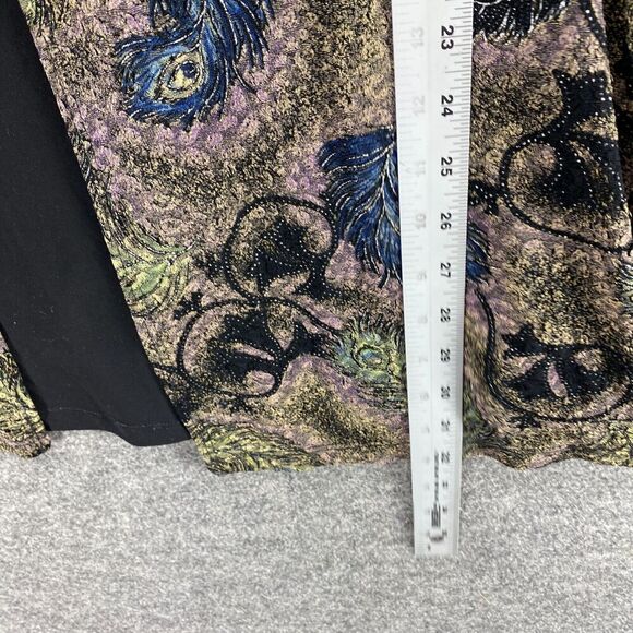 Maggie Barnes Top Women 2X Plus Gray Feather Print One Button 3/4 Sleeve Casual - Picture 7 of 8